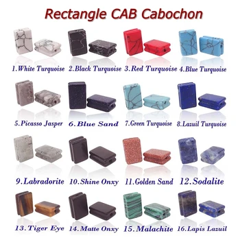 

Natural Cabochon Stone Rectangle Onxy Turquoises Gold Sand Malachite Beads DIY Brand Bracelet Semi Precious Jewelry Accessories