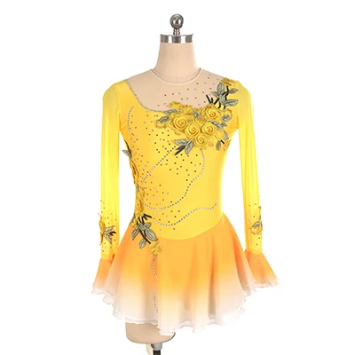 Платье для фигурного катания Nasinaya Индивидуальные соревнования ледяные юбки для конькобежцев для девочек женщин детей Patinaje гимнастика представление 58 - Цвет: yellow