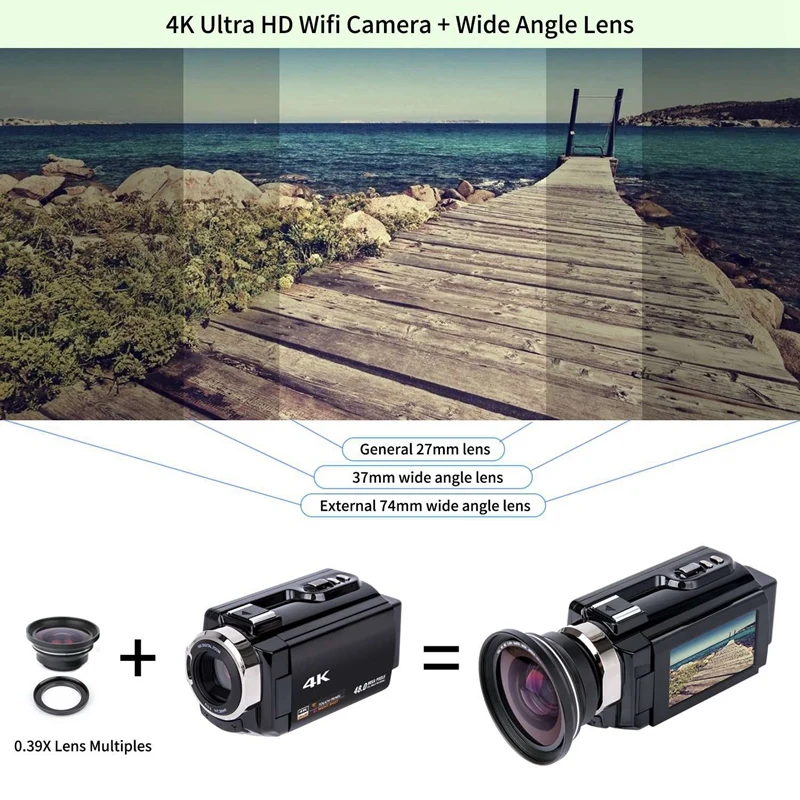 Видеокамера 4 K Ultra Hd цифровая wifi-камера 48.0Mp(интерполяция) 3,0 дюймов нажатие на экран 16X цифровой зум-рекордер W