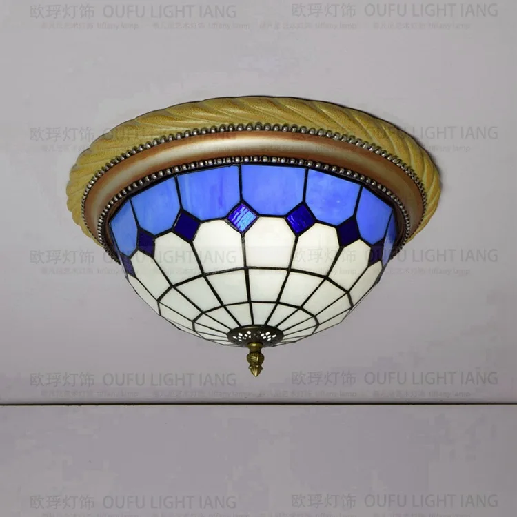 38cm Tiffany Mediterranean style natural ceiling lights lustres night