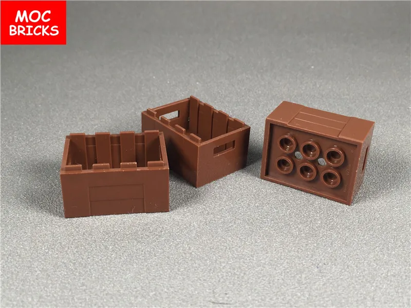 20 шт./лот MOC brick коричневый контейнер ящик с ручками подходит для 30150 строительных