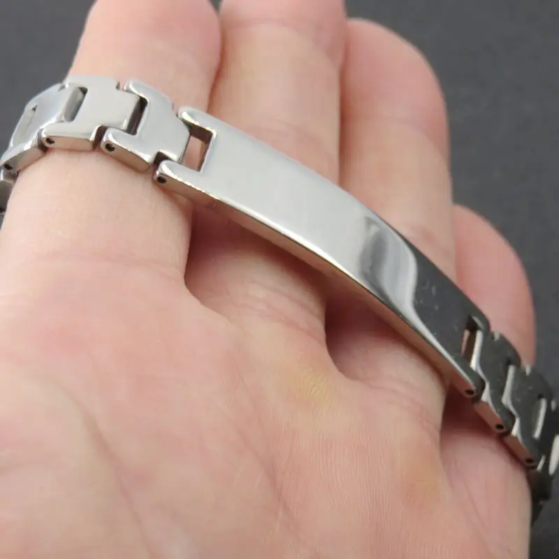 Steel Color 2 цвета 12 мм 20 см полированная нержавеющая сталь 316L Blacnk ID браслет цепочка для мужчин Мода DIY логотип ювелирные изделия - Окраска металла: Steel Color