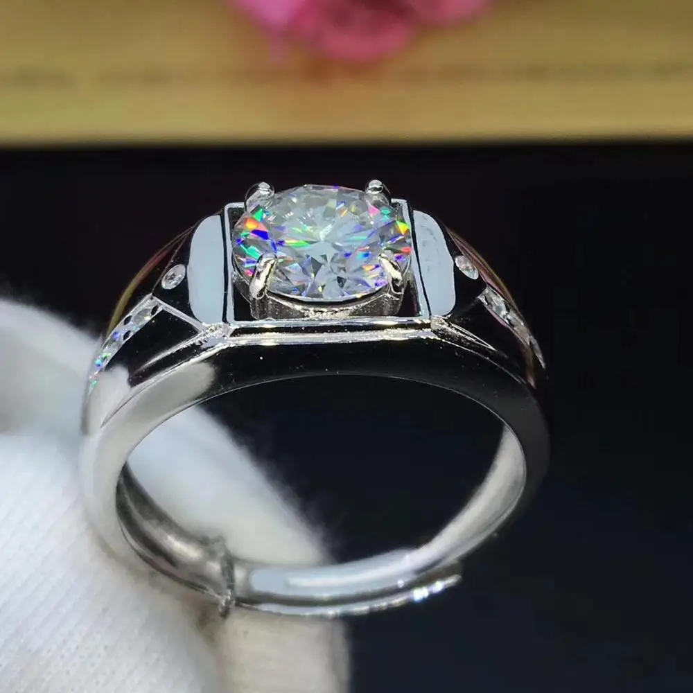 Круглое серебряное Moissanite кольцо 2ct 8 00 мм D VVS Роскошные Weding кольца для