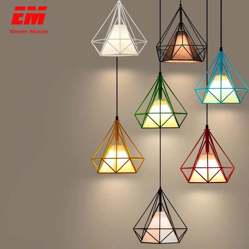 Kaufen Moderne schwarz birdcage anhänger licht eisen minimalistischen retro Skandinavischen loft pyramide anhänger lampe metall käfig mit E27 ZDD0001