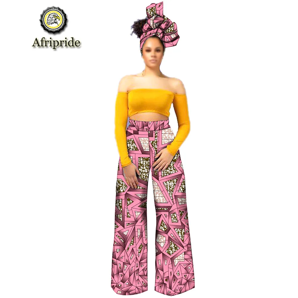 

2019 AFRIPRIDE african dresses for woman bazin riche embroidery design pants long with scarf S1921002
