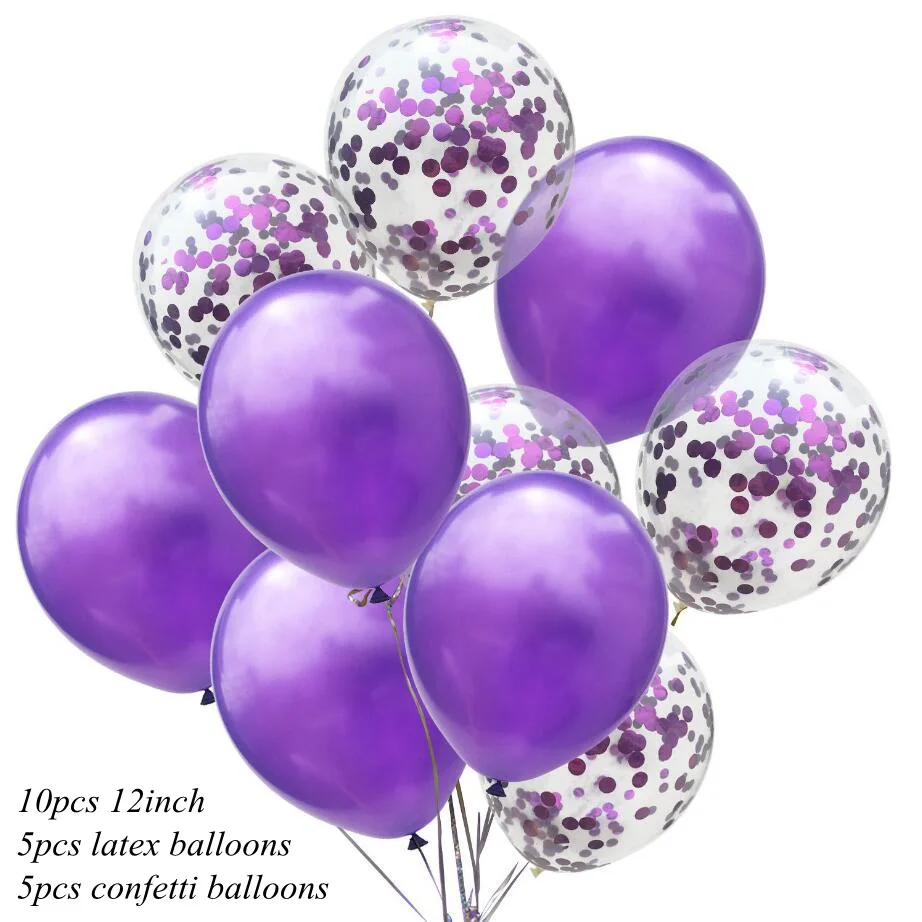 5 purple con 5 purpl 10 шт. 12 дюймов металлические цвета латексные шары воздушные шары с конфетти надувной шар для дня рождения, свадьбы, вечеринки - Цвет: 5 purple con 5 purpl