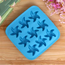 9 en forma de estrella de mar de hielo molde de silicona bandeja con molde para cubitos de hielo de pastel de helado molde para hacer chocolate molde de hielo de k122