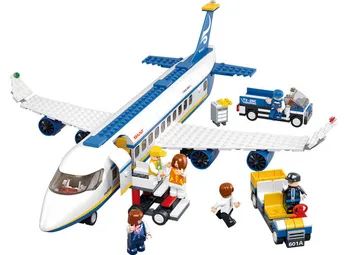 

mylb New Blue Airbus Airplane Model Building Blocks 483pcs/set DIY Educational bricks toy Compatible with diy