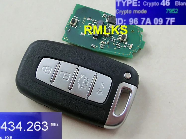 

RMLKS Car Smart Remote Key For I30 I45 Ix35 Genesis Equus Veloster Tucson Sonata Elantra Vehicle Alarm 433MHz ID46 PCF7952 Chip