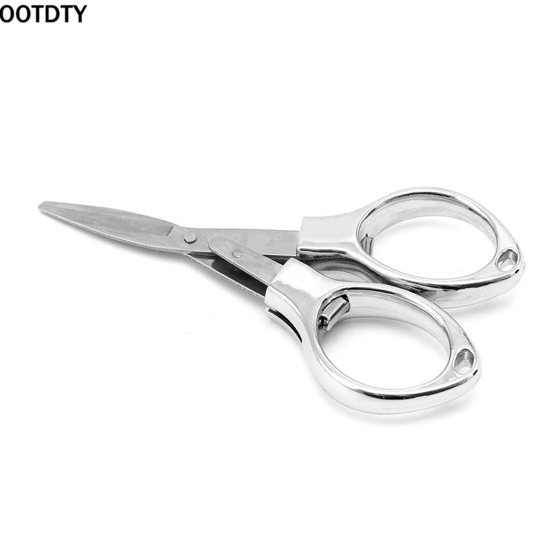 

OOTDTY Outdoor Mini Folding Tool Stainless Steel Scissors Keychain for Fishing Scissor Cutter Camping Equipment