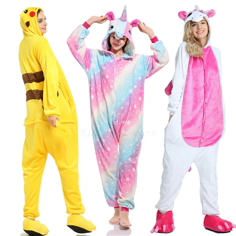 

Kigurumi Pajama Adult Animal Unicorn Stitch Onesie Women Men Couple 2019 Winter Pajamas Suit Kegurumi Sleepwear Flannel Pijamas