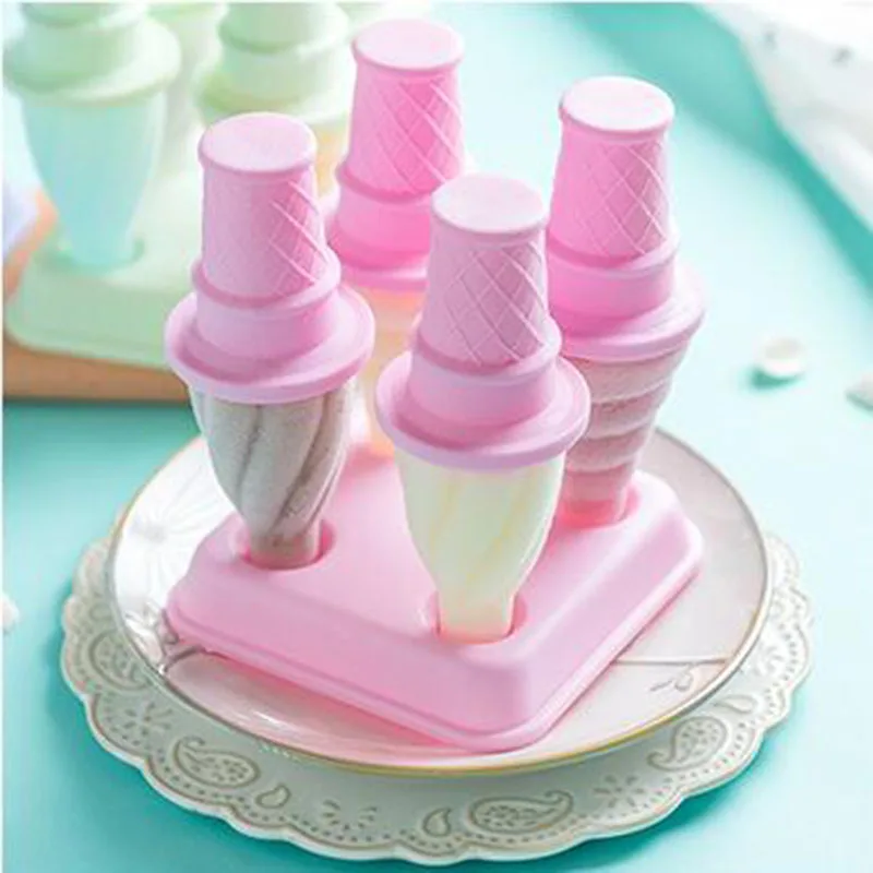 4Pcs Ice Cream Mold Reusable Popsicle Molds Spiral Ice Cream Tools Diy