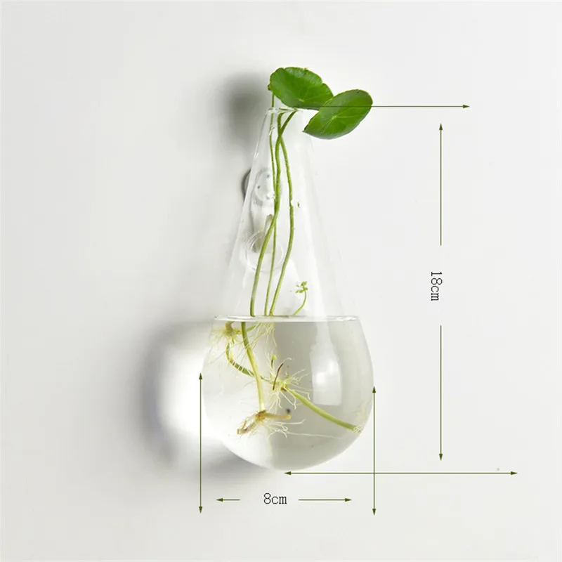 1PC Glass Hydroponic Pot Wall Clear Terrarium Vase Finish Tank Wedding Garden Home Office Flower Plant Stand Hanging Decoration