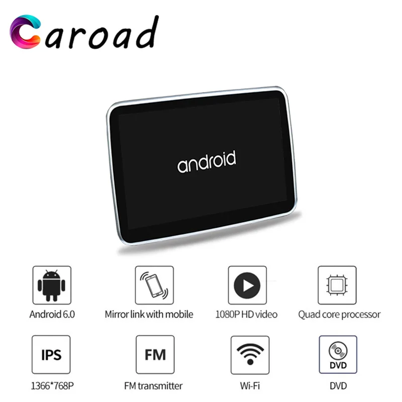 

10.1 inch Android 6.0 Car Headrest DVD Monitor Touch Screen HD 1080P Video Player WIFI/HDMI/USB/SD/FM/Bluetooth/Speaker