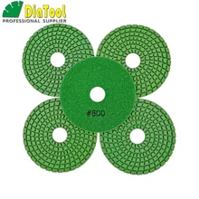 

DIATOOL 5pcs 4" Professional Diamond Flexible wet polishing pads for stone ceramic/tile #800 Sanding Discs Premium quality