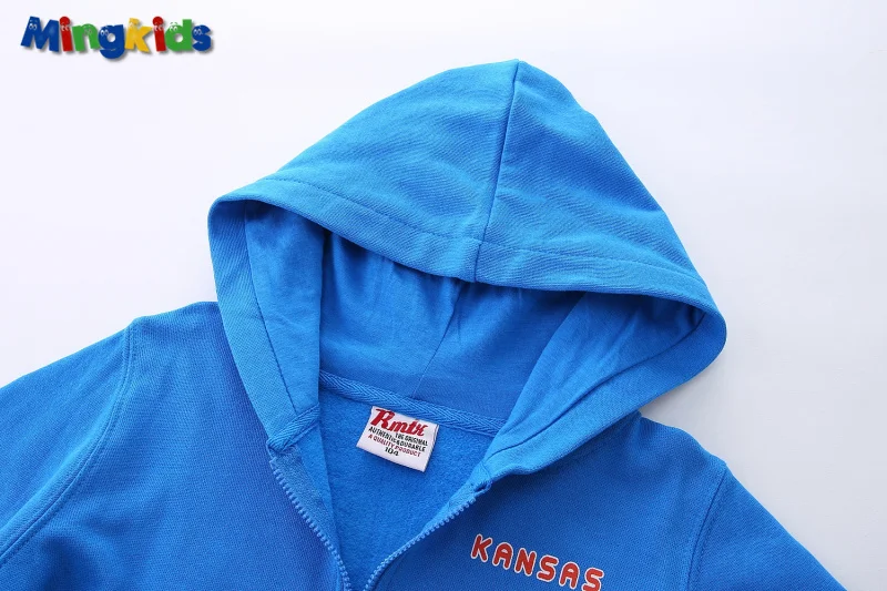 Mingkids Мягкая тонкая толстовка кофта худи мальчик с начесом яркого морского синего
