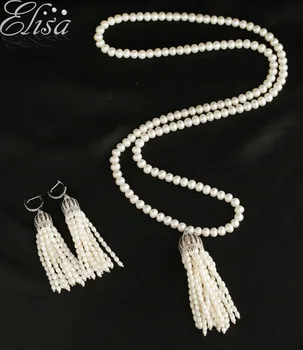 

Fashion natural pearl Jewelry sets Waterdrop pearl earrings Pearl pendants necklace 925 sterling silver Necklace/earrings Gifts