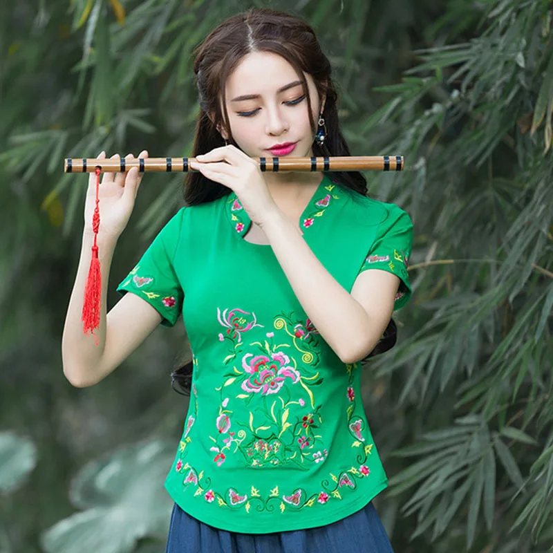 

Embroidery Chinese Stlye Blouse Plus Size Blusa Feminina Summer Tops Blusas Shirt Womens Tops And Blouses Camisa Feminina