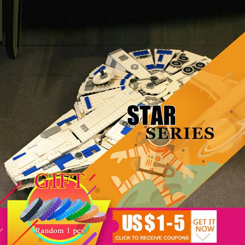 

05142 1584Pcs Star Series War Force Awakens Kessel Run Millennuim Falcon Set compatible with 75212 Building Blocks Toys lepin