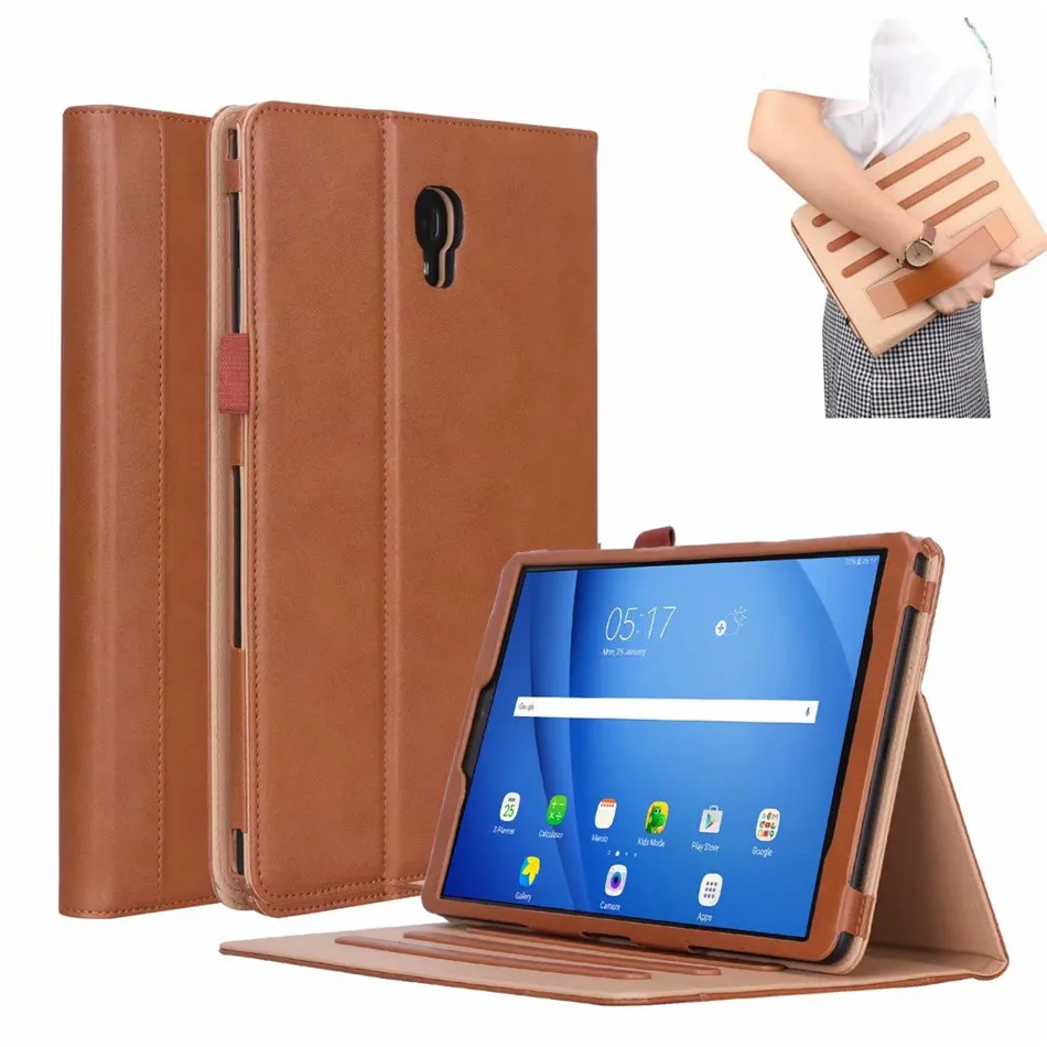 Премиум чехол для Samsung Galaxy Tab A A2 10,5 дюйма T590 T595 T597 SM-T595 Smart Cover принципиально Tablet Coque основа+ пленка+ ручка - Цвет: Коричневый