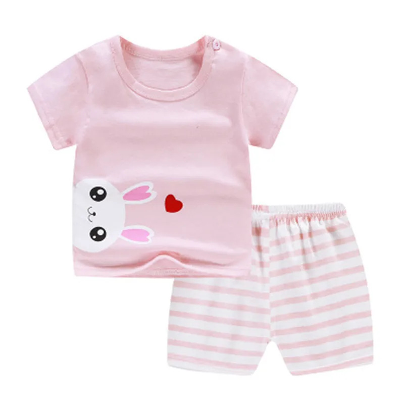 

Children Pajamas Set 1-3 Year Baby Cotton Summer Pyjama Shorts T-Shirt 2 Piece/Set Cute Cartoon Fashion Girl Boy 2019 Sleepwear
