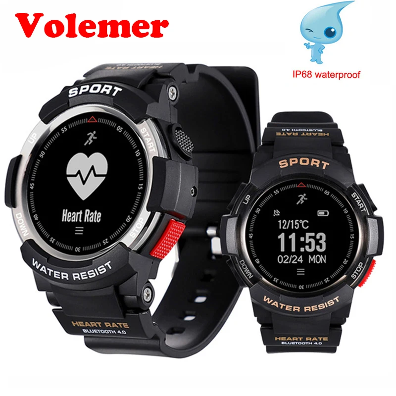 

Volemer Smartwatch F6 IP68 Waterproof Sports Bluetooth 4.0 Dynamic Heart Rate Monitor Smart Watch For Android Apple Smart Phone
