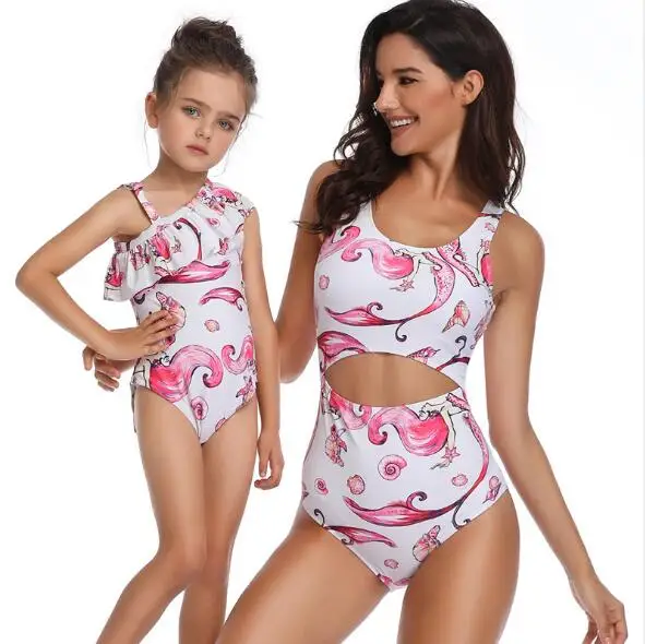 Одинаковые Семейные купальные костюмы для мамы и дочки, купальный костюм для мамы и дочки