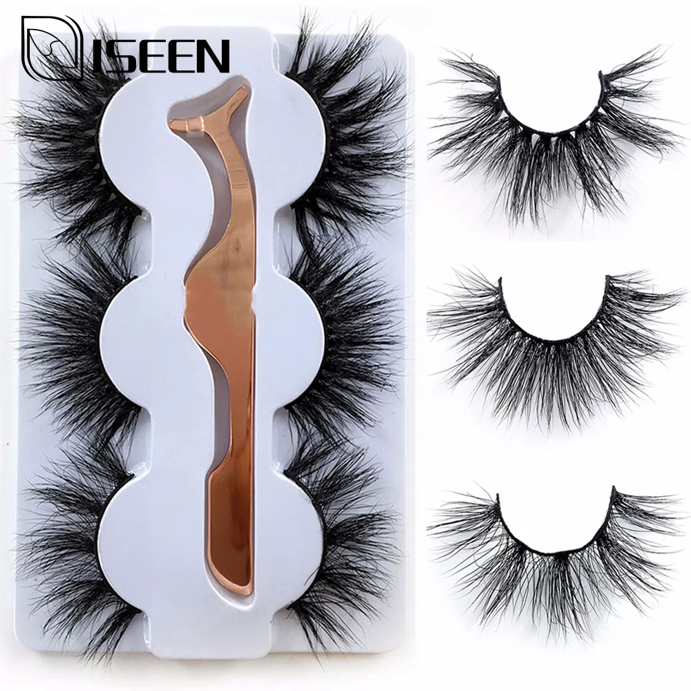 

3 Pairs Natural 3D Mink Eyelashes False Eyelashes With Eyelash Curler Mink Lashes Handmade Extended Fake Lashes Makeup Tools
