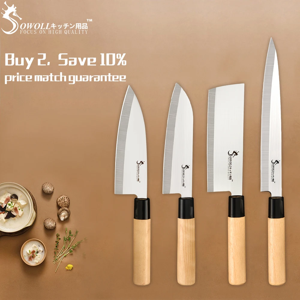 

SOWOLL Kitchen Knife Cutlery Sets Stainless Steel Knife Set Sharp Blade Sashimi Chef Santoku Chopping Chef Knives Cooking Tools