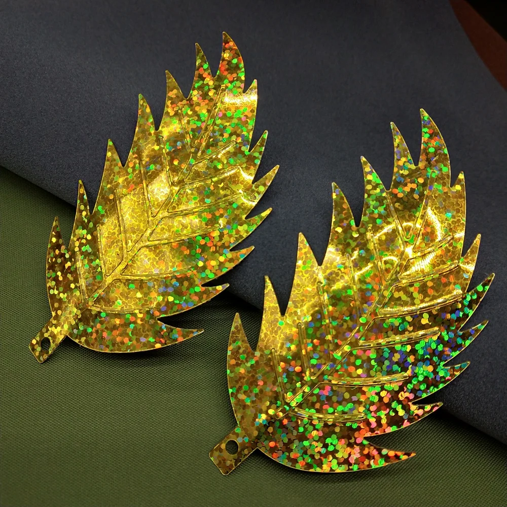 LNHOME 50pcs 90*46mm Laser Gold Large Leaf Sequins For Crafts Sewing DIY Garment Accessories | Дом и сад