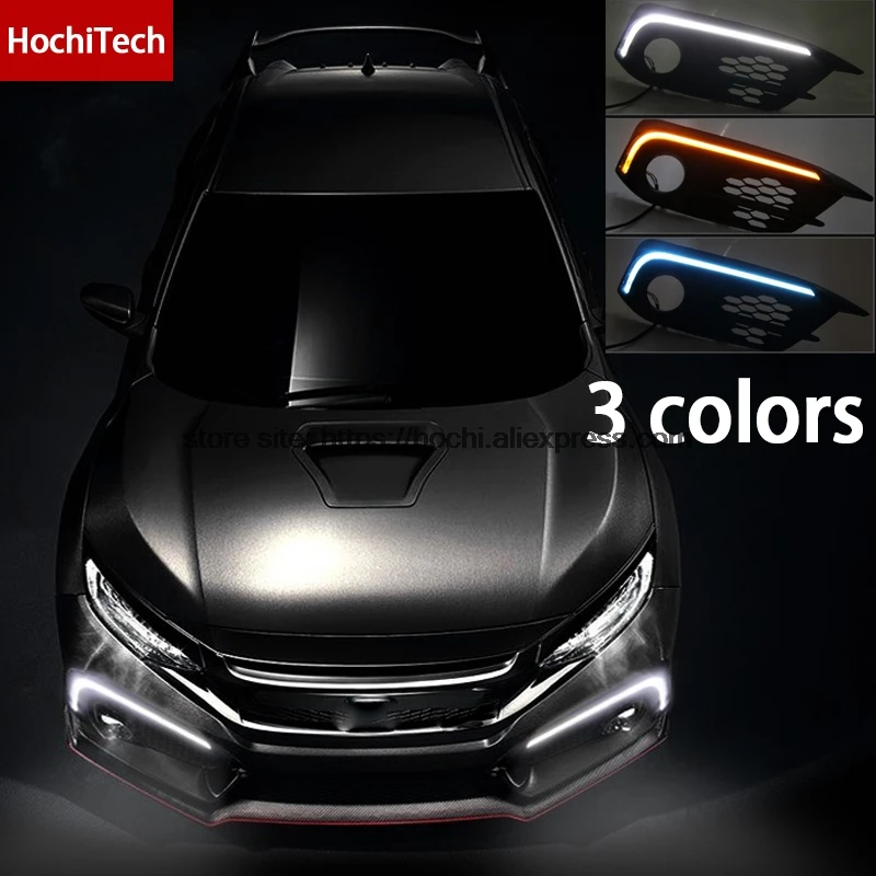 High Quality 3 Colors White Yellow Turn Signal Ice Blue LED Car DRL Daytime Running Lights