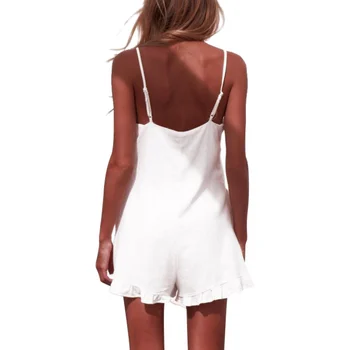 

Ruffle Hem Homemade Sling Rompers Womens 2019 Summer Vacation Sleeveless