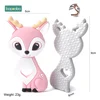 Bopoobo 1PCS Baby Teether Silicone Rabbit Food Grade Bunny Teether Nursing Teething Necklace Accessories Silicone Animal Teether 5