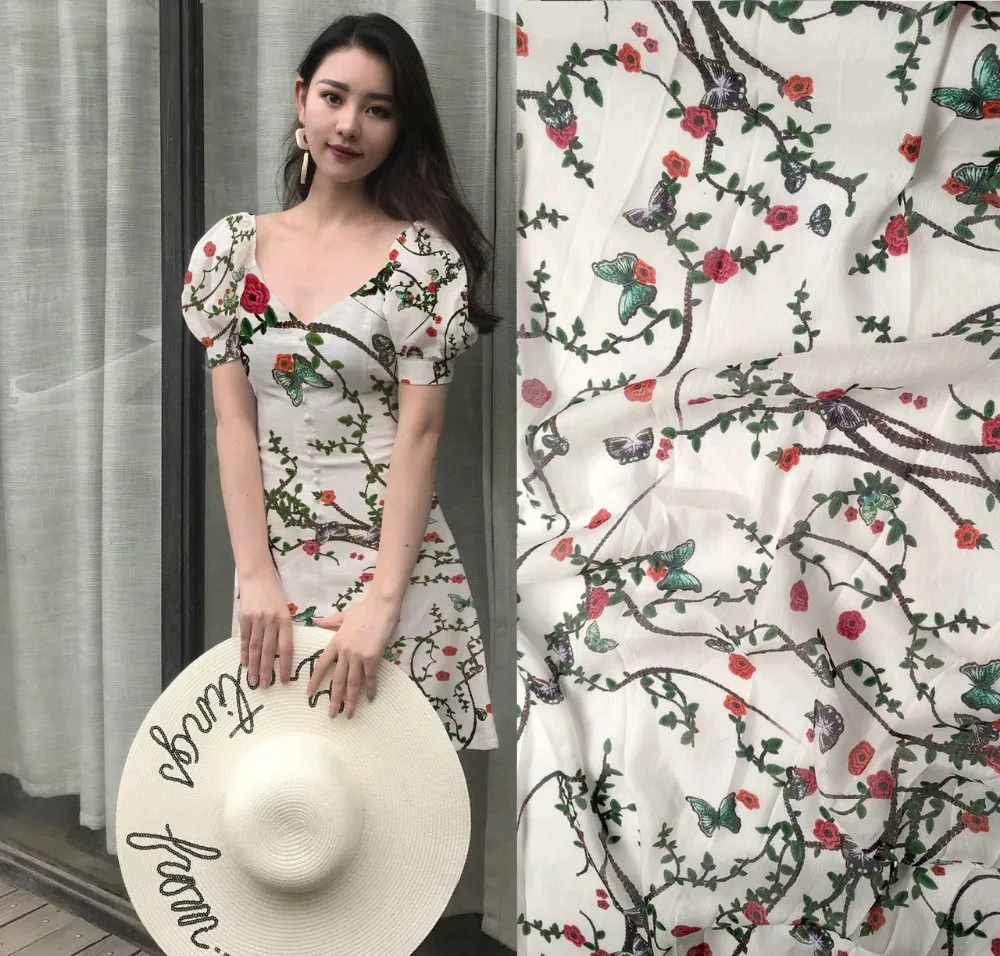 Telas Senior Silk Linens Lended Dry Fit Fabric Cool Air Paris Cheap Fed Naturals Flowers Print Tissu Cotton Flax Textile | Дом и сад