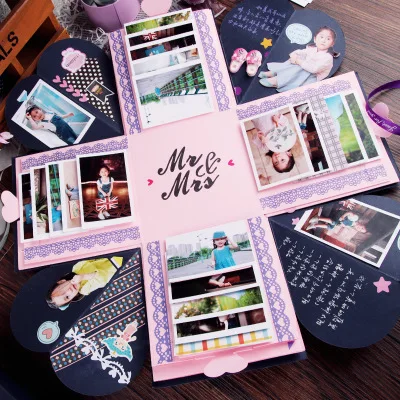 

DIY Explosion Box Scrapbooking DIY Photo Album For Valentine's Day Wedding Box Birthday Party Surprise Festival Gift Box