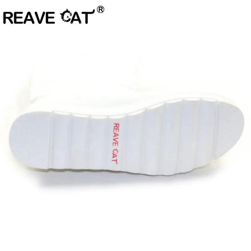 REAVE CAT/Большие размеры 34-42, Зимняя Теплая обувь на меху женские пикантные зимние сапоги до колена водонепроницаемая обувь на танкетке теплая обувь, A178