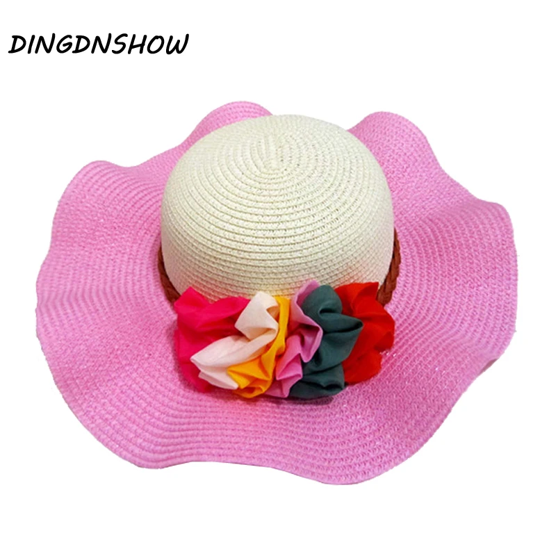 [DINGDNSHOW] 2019 Brand Sun Hat Flower Adult Becah Cap Wide Brim Lady