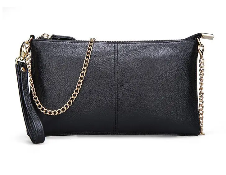 HMILY мини женская сумка-мессенджер из натуральной кожи с ремешком на цепочке, ежедневные клатчи, маленькая сумка через плечо, удобный кошелек, дамская сумочка - Цвет: chain black