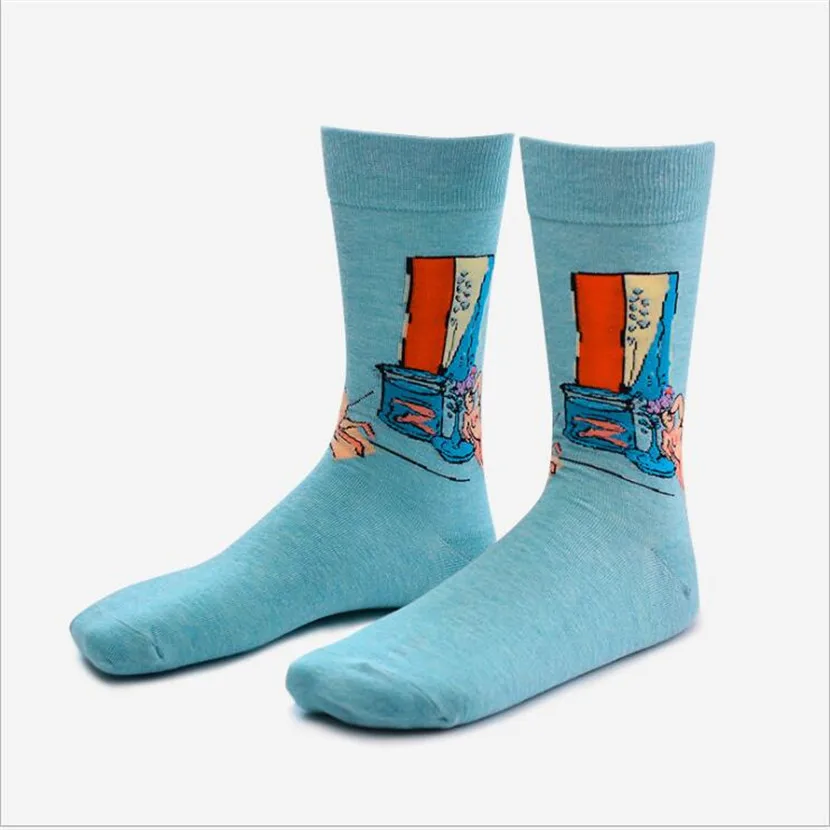 Новые хлопковые носки в стиле ретро для мужчин и женщин, с рисунком знаменитой серии, с рисунком, новинка, повседневные цветные носки в стиле Харадзюку, забавные - Цвет: 5