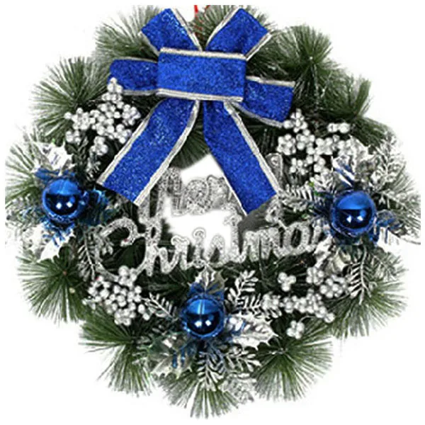 

Christmas Wreath Pine Needles Christmas Decoration For Home Party, Blue 40CM