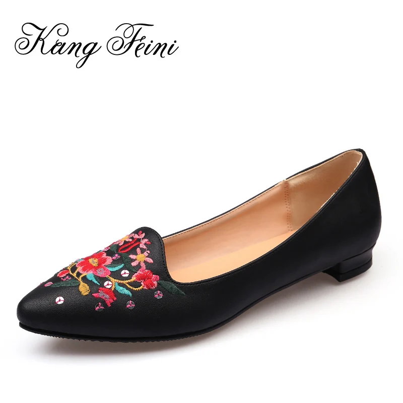 embroidered pointed flats