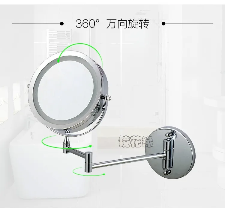  New fashion 7 inches led bathroom mirror Dual Arm Extend 2-Face Makeup mirror magnifying 10X Equipp