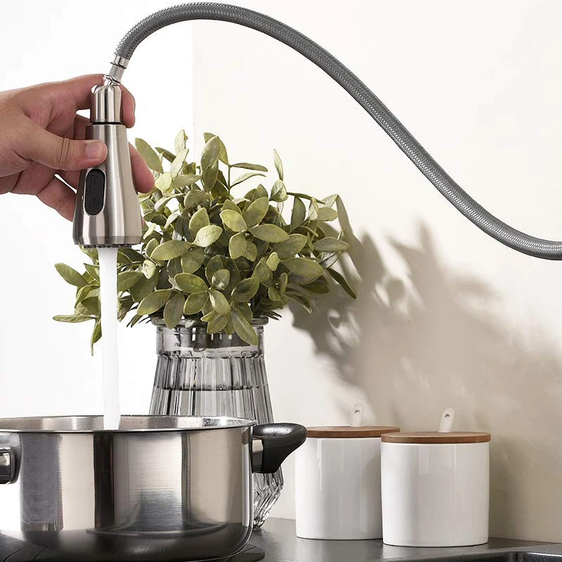 304 Stainless Steel 1 Hole Mixer Kitchen Faucet with Pull Out Spout Deck Mounted Cold and Hot Sink Faucet with 3 Mode SPOUT 304 Stainless Steel 1 Hole Mixer Kitchen Faucet with Pull Out Spout Deck Mounted Cold and Hot Sink Faucet with 3 Mode SPOUT