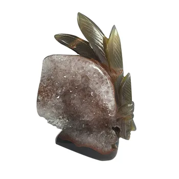 

Unique magic ornament 0.79kg hand carved natural agate geode crystal skull indian MJP