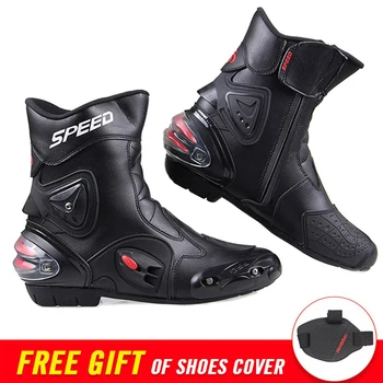

PRO-BIKER Motorcycle Boots Men PU Leather Motocross Ankle Joint Protective Gear Moto Shoes Motorbike Racing Bicycle Speed Boots