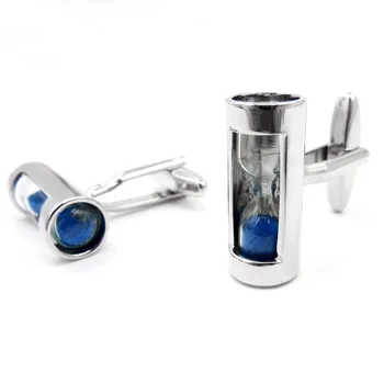 

Stainless steel Mens Cufflinks Blue hourglass Personalized French Shirt Pair of Cuffs