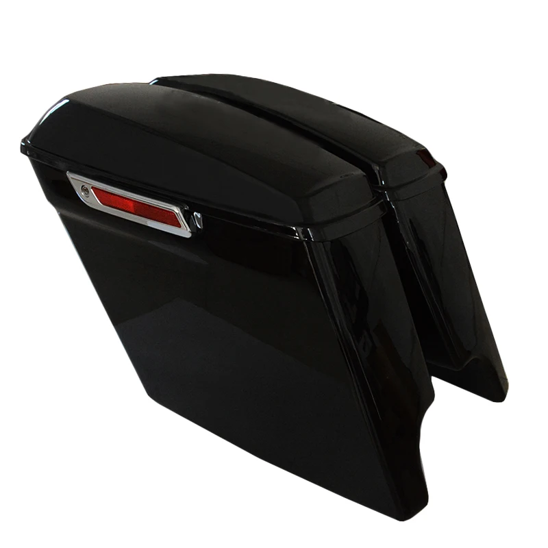 Bright Black 5" Stretched Extended Saddlebags fit for Harley Touring