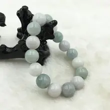 Винтажный Сертифицированный сорт натуральный зеленый жадеит браслет из натурального камня 13~ 14 мм нефритовый шарик