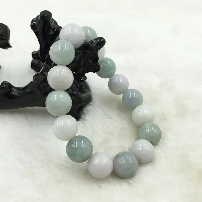

Vintage Certified Grade A Genuine Natural Green Jadeite stone Bracelet Bangle 13~14mm jade bead