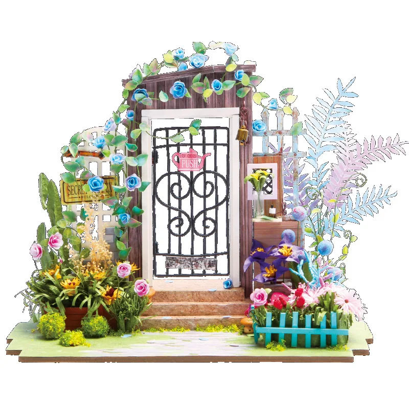 

DIY Doll House Miniature With Furniture Art House Creative Handmade Wooden Mini Dollhouse Gift Toys Model Secret Door DGM02 #E